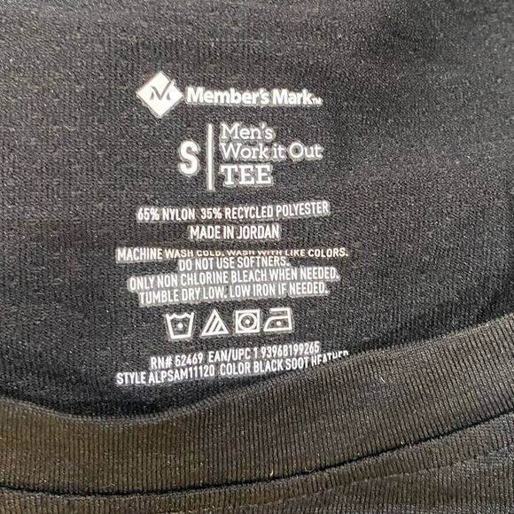 Member's Mark Men Work It Out Tee Black Soot Heather Small - Picture 4 of 5